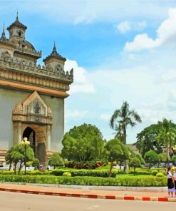 Laos Patuxay Monument paint by numbers