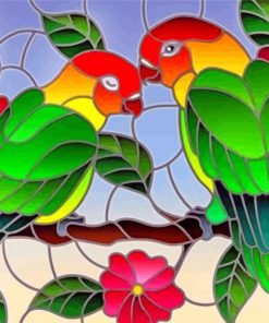 Love Birds Stained Glass paint by number