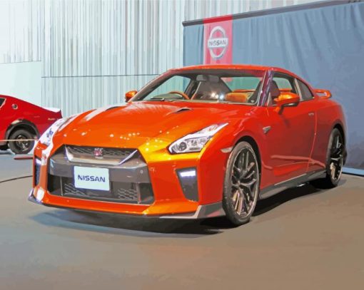 Bright Orange Gtr Car paint by numbers