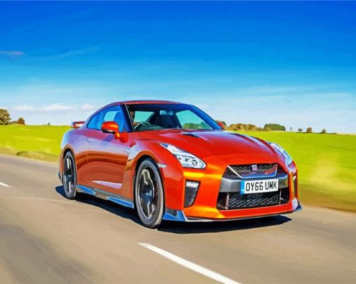 Amazing Orange Gtr Car paint by numbers