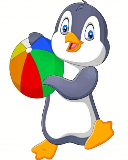 Penguin And Ball paint by number