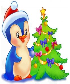 Penguin And Christmas paint by number