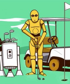 Robot Playing Golf paint by numbers