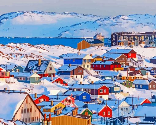 Cold Snowy Day Greenland paint by numbers