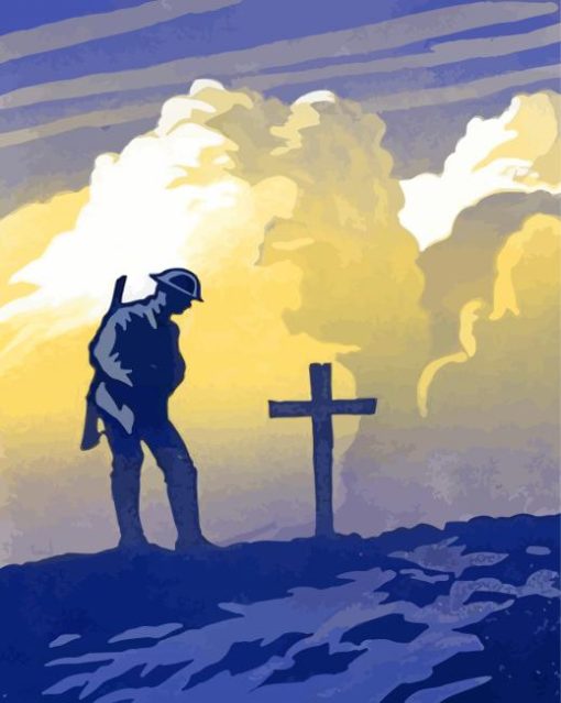 Soldier Infront Of A Grave paint by numbers