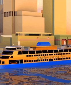 Staten Island Ferry Hoboken Illustration paint by numbers