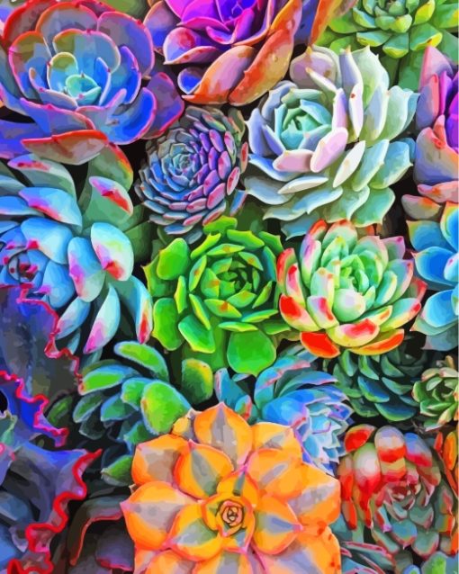 Beautiful Succulents Plants paint by numbers