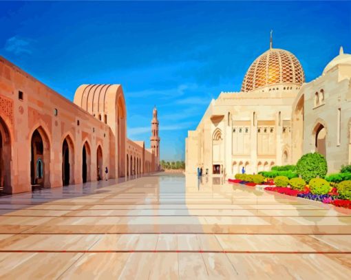 Sultan Qaboos Grand Mosque Oman Muscat paint by numbers