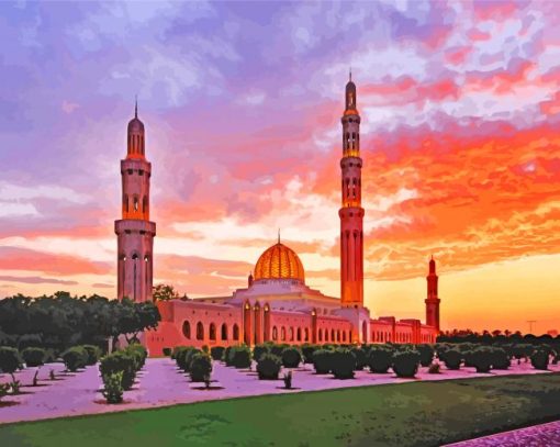 The Vast Sultan Qaboos Grand Mosque In Oman paint by numbers