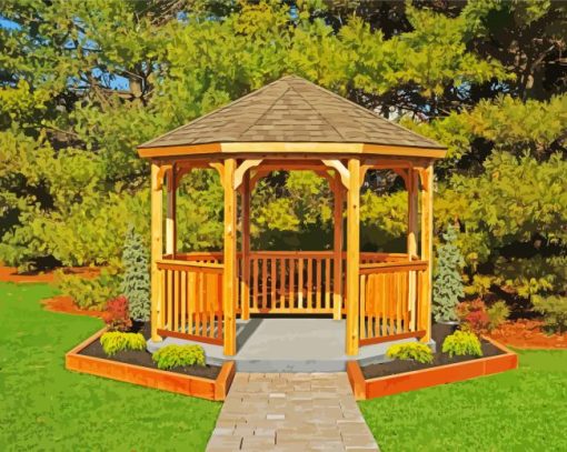 Wooden Gazebo paint by numbers