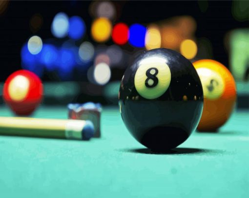 8 Ball Pool On Billiard Table paint by number