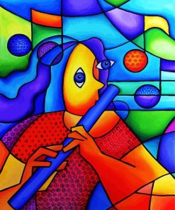 Abstract Flute Player paint by number