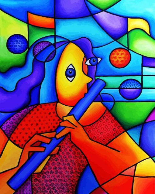 Abstract Flute Player paint by number