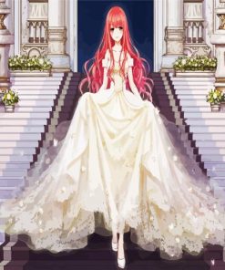 Anime Girl Wearing Gown Dress paint by numbers