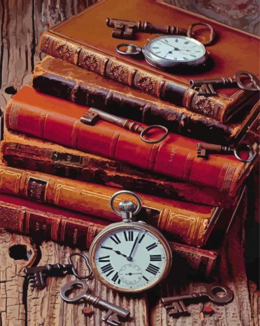 Antique Books And Watches paint by numbers