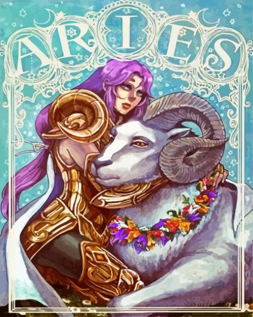 Aries Zodiac Illustration paint by numbers