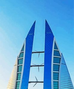 Bahrain World Trade Centre paint by number