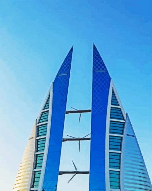 Bahrain World Trade Centre paint by number