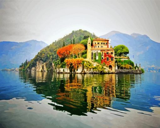 Balbianello Villa Water Reflection paint by number