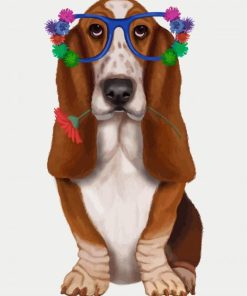 Basset Hound And Glasses paint by number