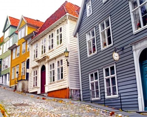 Beautiful Houses In Bergen Norway paint by number