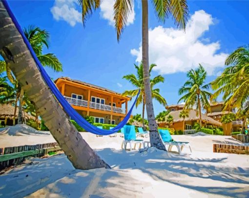 Belize Hotel View paint by numbers