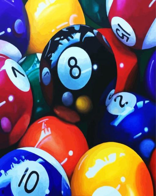 Billiard Game Balls paint by number