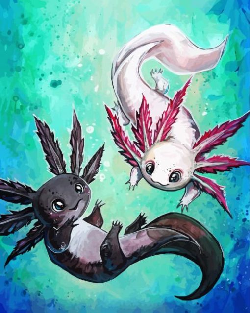 Black And Pink Axolotl paint by number