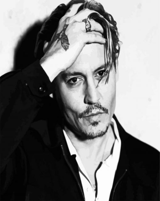 Black And White Johny Depp paint by numbers