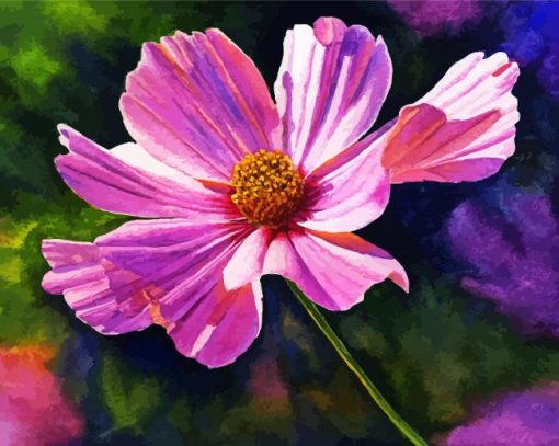 Blooming Pink Cosmos paint by number