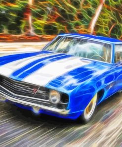 Blue Camaro Car Art paint by numbers