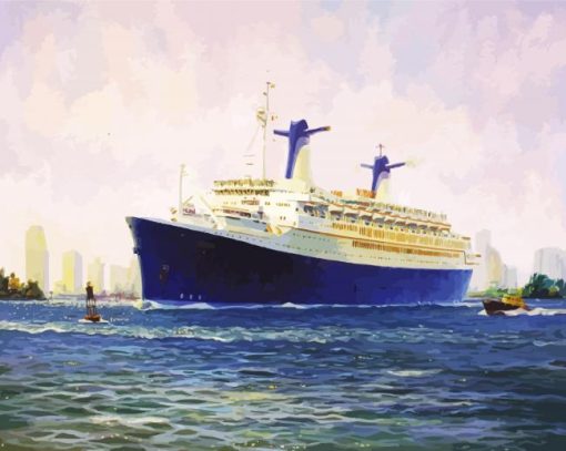 Blue Cruise Ship paint by number