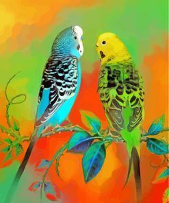 Blue Green Budgies paint by numbers