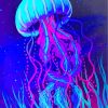 Blue Pink Neon Jellyfish paint by numbers