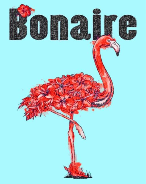 Bonaire Flamingo Poster paint by number