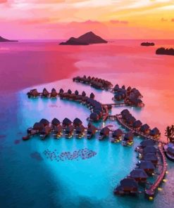 Bora Bora Island At Sunset paint by number