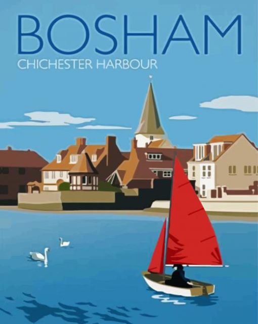 Bosham Village Poster paint by numbers