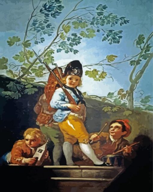 Boys Playing Soldiers Goya Art paint by number