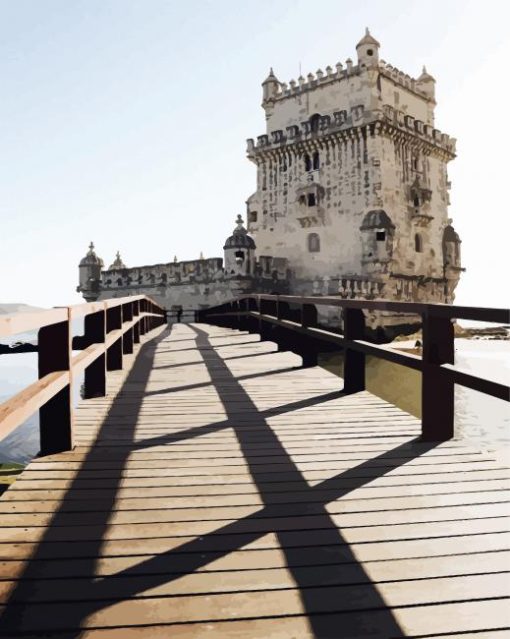 Broad Walk Belem Tower In Portugal paint by number