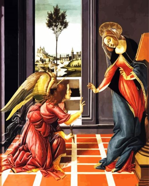 Castello Annunciation By Botticelli paint by number