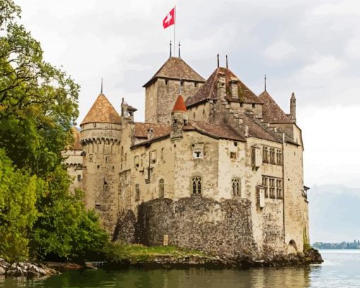 Chillon Castle paint by number