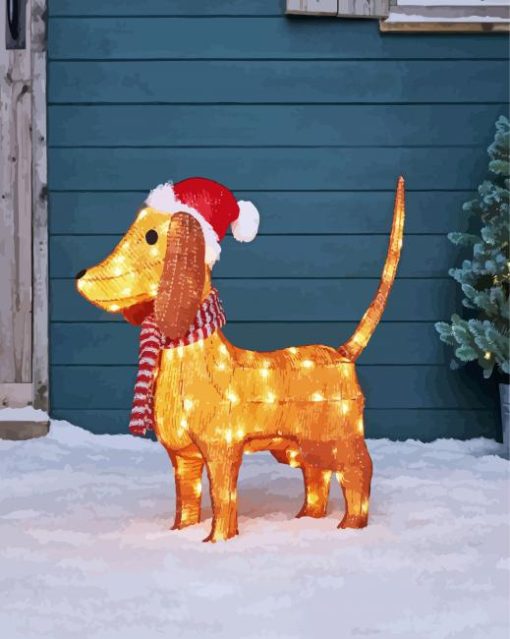 Christmas Dachshund paint by number