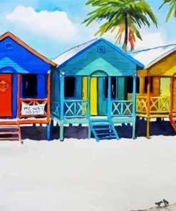 Colourful Beachhouses paint by numbers