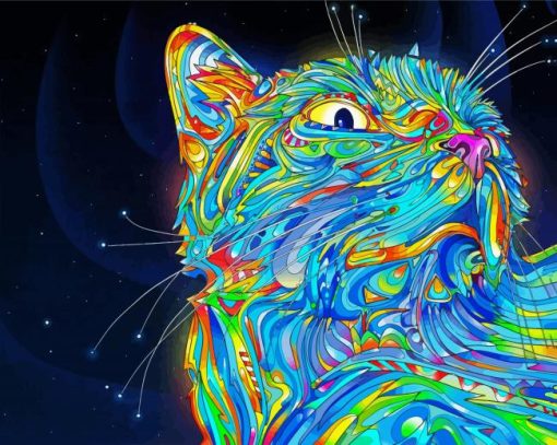 Colourful Cat Art paint by numbers