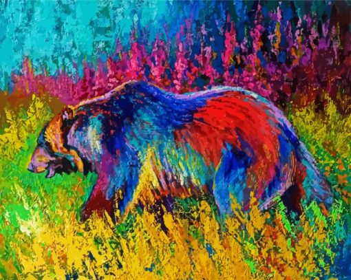 Colourful Grizzly Bear paint by numbers