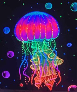 Colorful Neon Jellyfish Paint by numbers