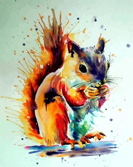 Colorful Splash Squirrel paint by number