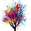 Colorful Splash Tree paint by number