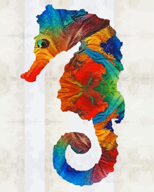 Colorful Seahorse paint by numbers