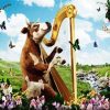 Cow Playing Harp paint by numbers